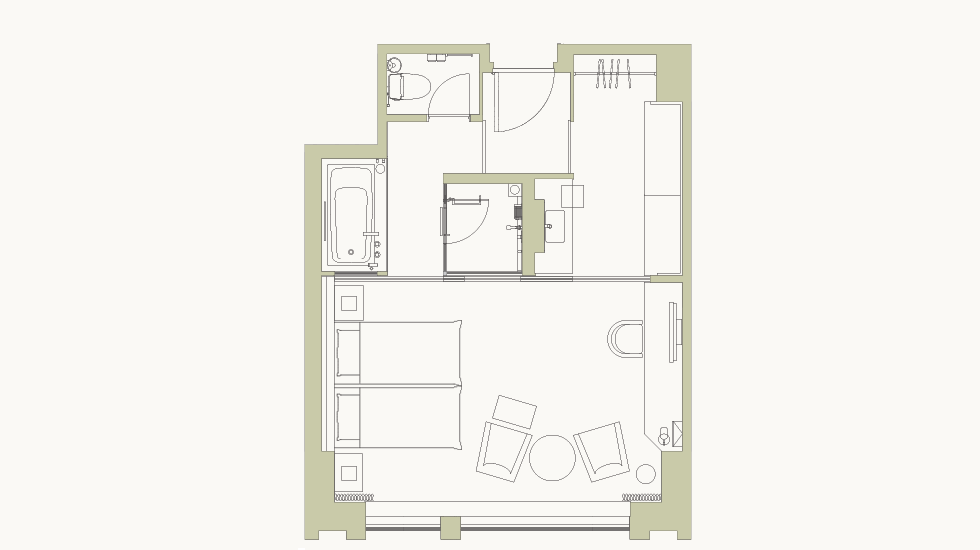 豪华酒店好莱坞双床房平面图