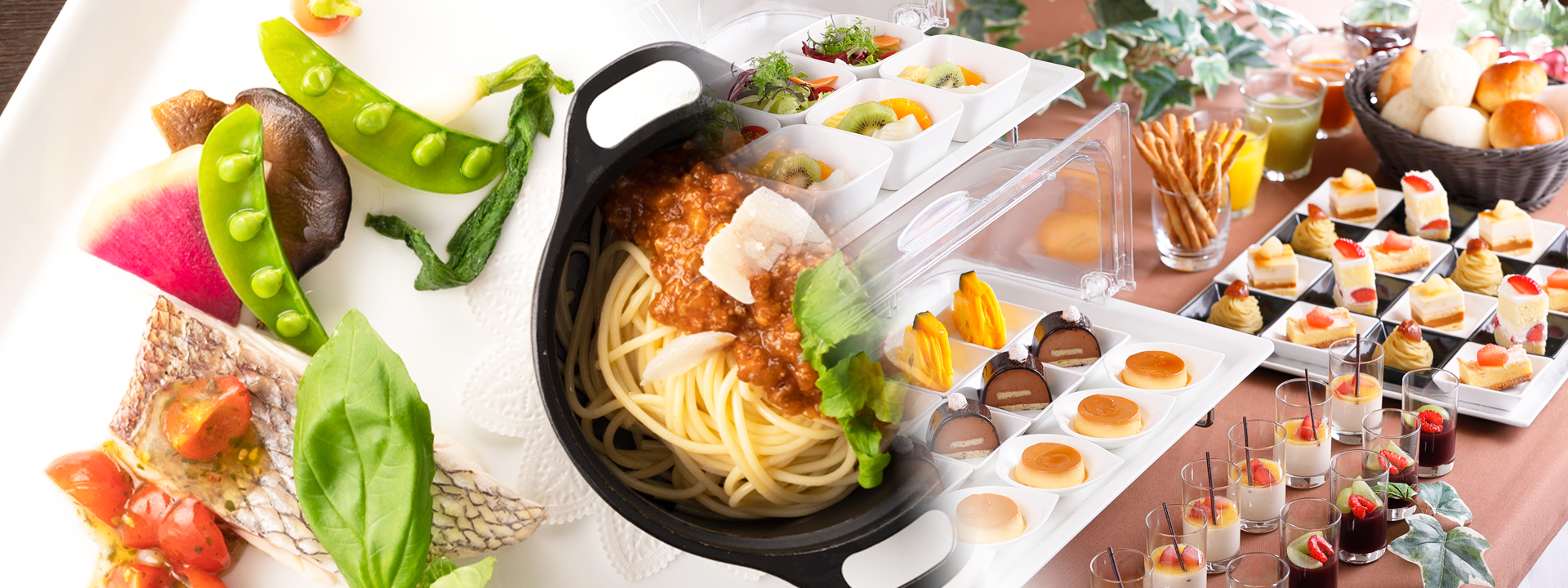 工作日午餐“可選擇的主菜和甜點&熟食島”